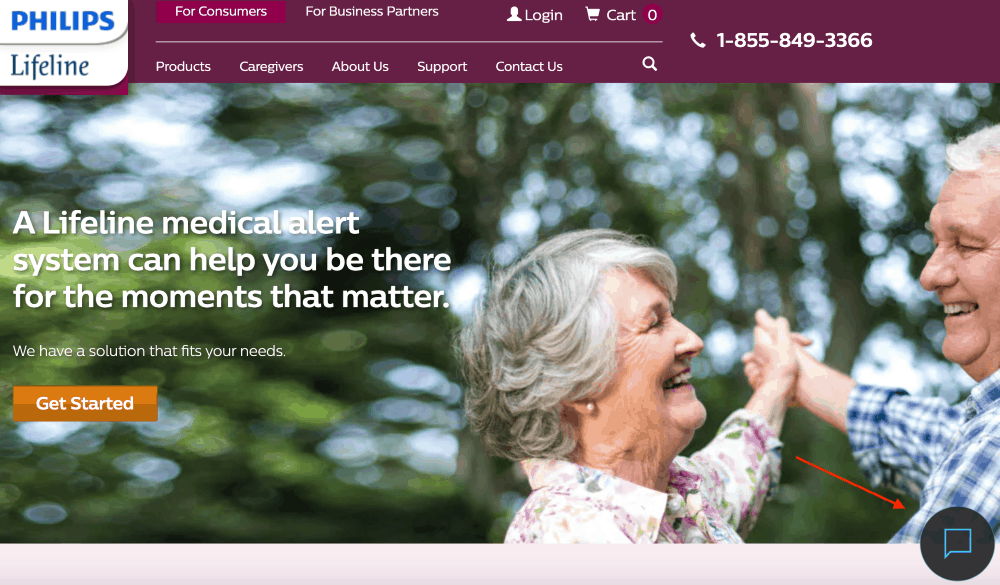 Click the chat box icon on Lifeline's website to talk with a representative